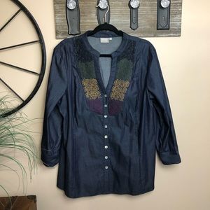 eSHAKTI Embroidered Jean Tunic